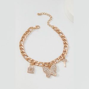 Gold link chain anklet bracelet